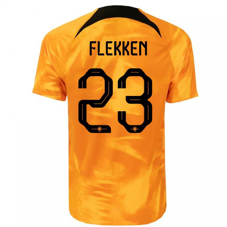 キッズオランダマルク・フレッケン#23レーザーオレンジホームシャツ22-24ジャージー