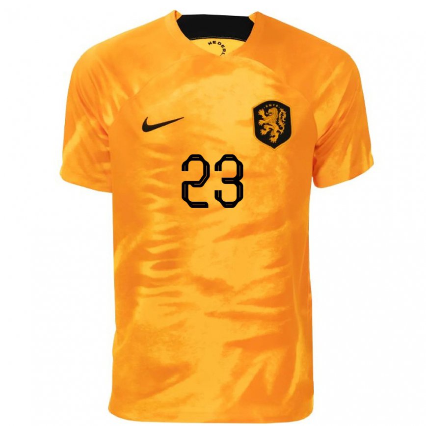 キッズオランダマルク・フレッケン#23レーザーオレンジホームシャツ22-24ジャージー
