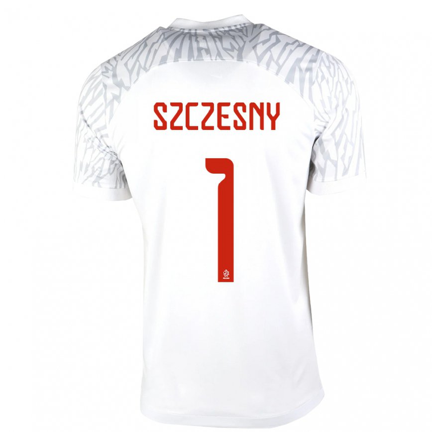 キッズポーランドヴォイチェフ・シュチェスニー#1ホワイトホームシャツ22-24ジャージー