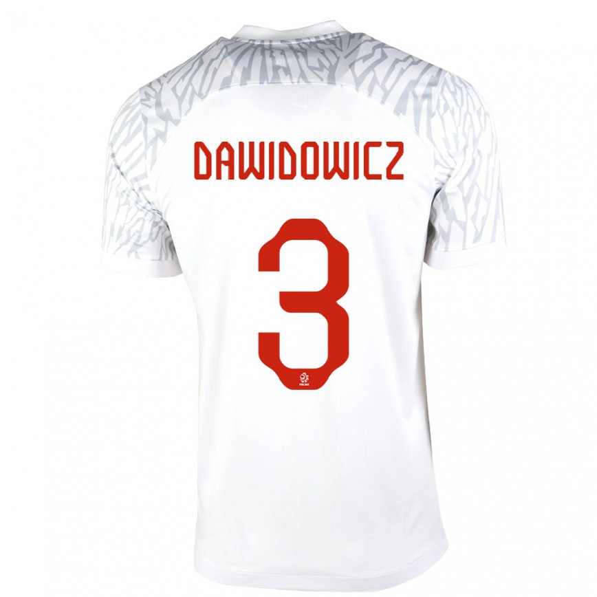 キッズポーランドパヴェル・ダヴィドヴィッチ#3ホワイトホームシャツ22-24ジャージー