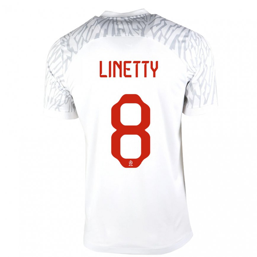 キッズポーランドカロル・リネティ#8ホワイトホームシャツ22-24ジャージー