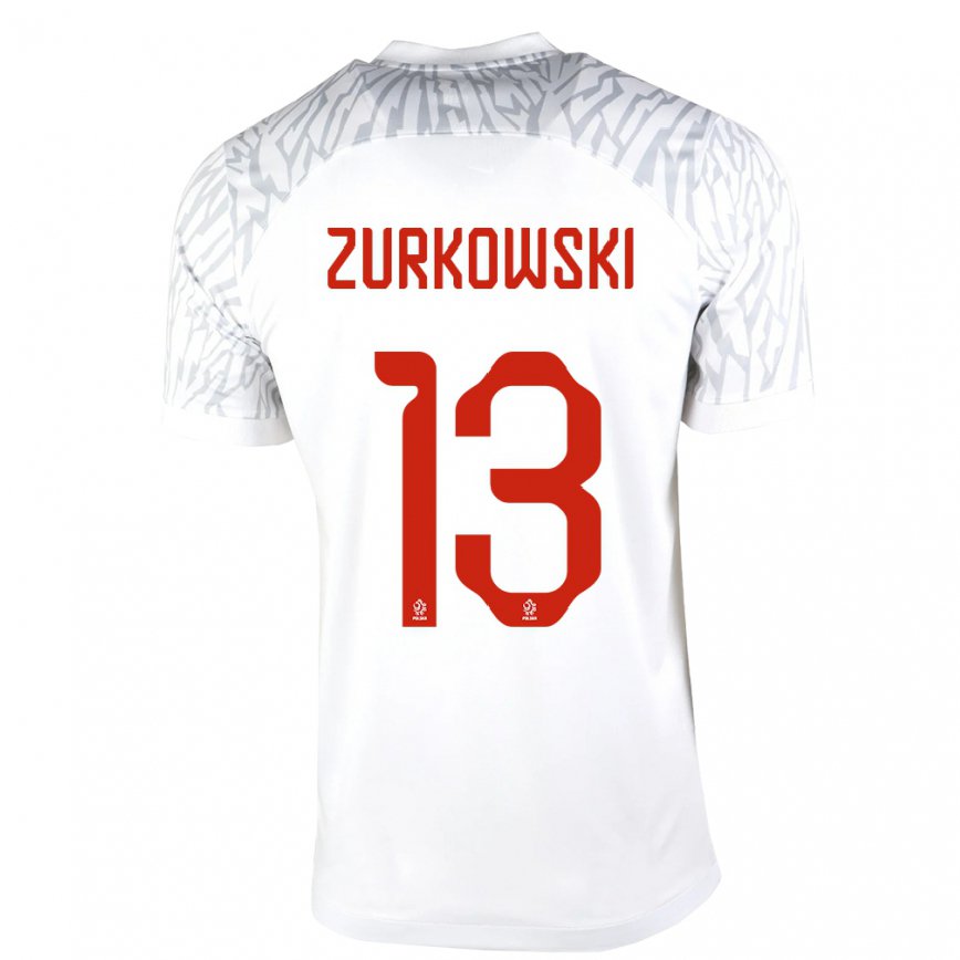 キッズポーランドシモン・ジュルコフスキ#13ホワイトホームシャツ22-24ジャージー