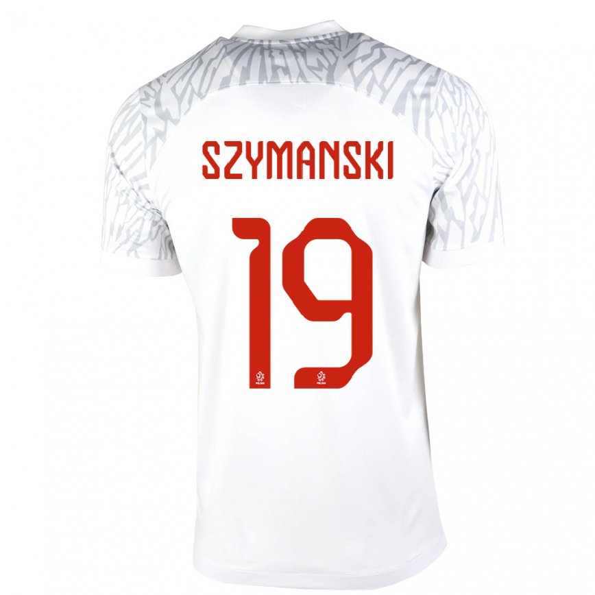 キッズポーランドセバスティアン・シマンスキ#19ホワイトホームシャツ22-24ジャージー