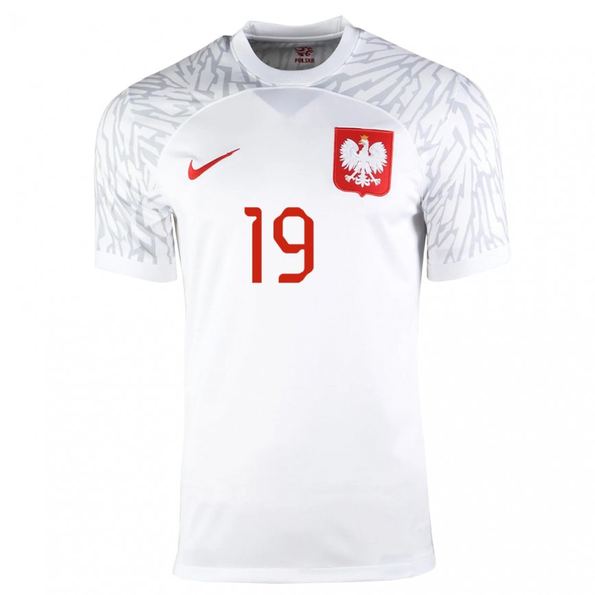 キッズポーランドセバスティアン・シマンスキ#19ホワイトホームシャツ22-24ジャージー