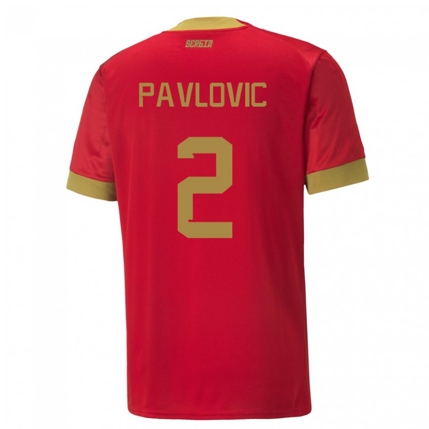 キッズセルビアストラヒニャ・パヴロヴィッチ#2レッドホームシャツ22-24ジャージー