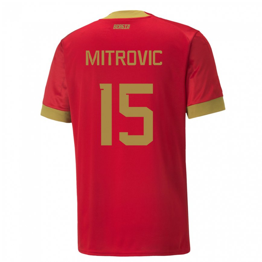 キッズセルビアステファン・ミトロヴィッチ#15レッドホームシャツ22-24ジャージー