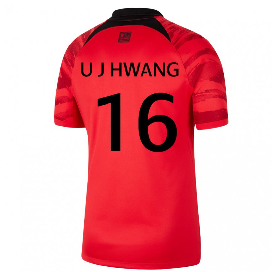 キッズ大韓民国ファン・ウィジョ#16レッド ブラックホームシャツ22-24ジャージー