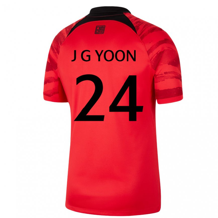 キッズ大韓民国ユン・ジョンギュ#24レッド ブラックホームシャツ22-24ジャージー