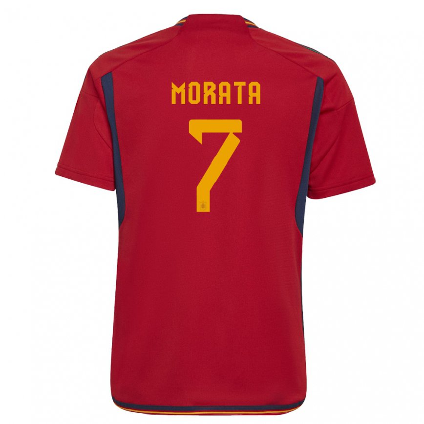 キッズスペインアルバロ・モラタ#7レッドホームシャツ22-24ジャージー