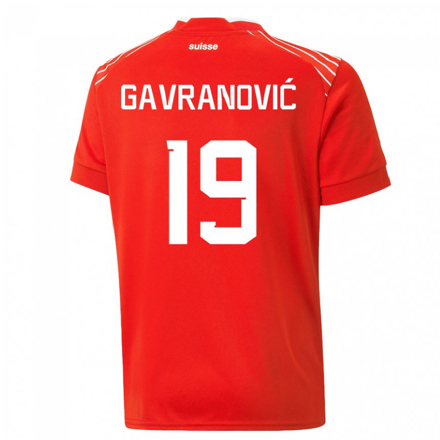 キッズスイスマリオ・ガヴラノヴィッチ#19レッドホームシャツ22-24ジャージー
