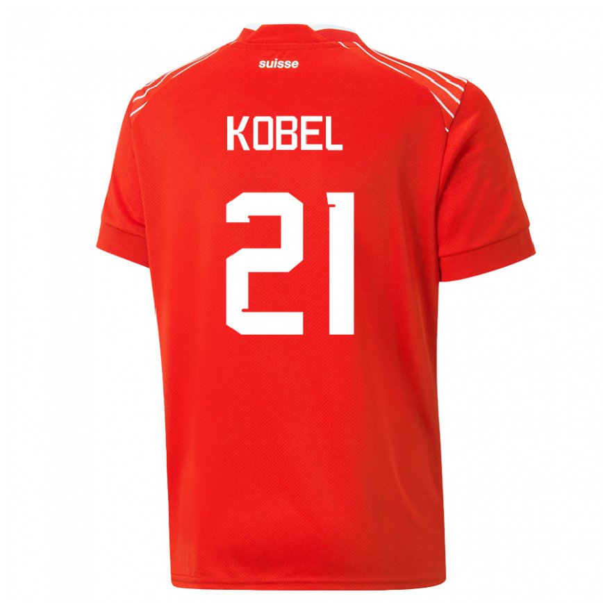 キッズスイスグレゴール・コベル#21レッドホームシャツ22-24ジャージー