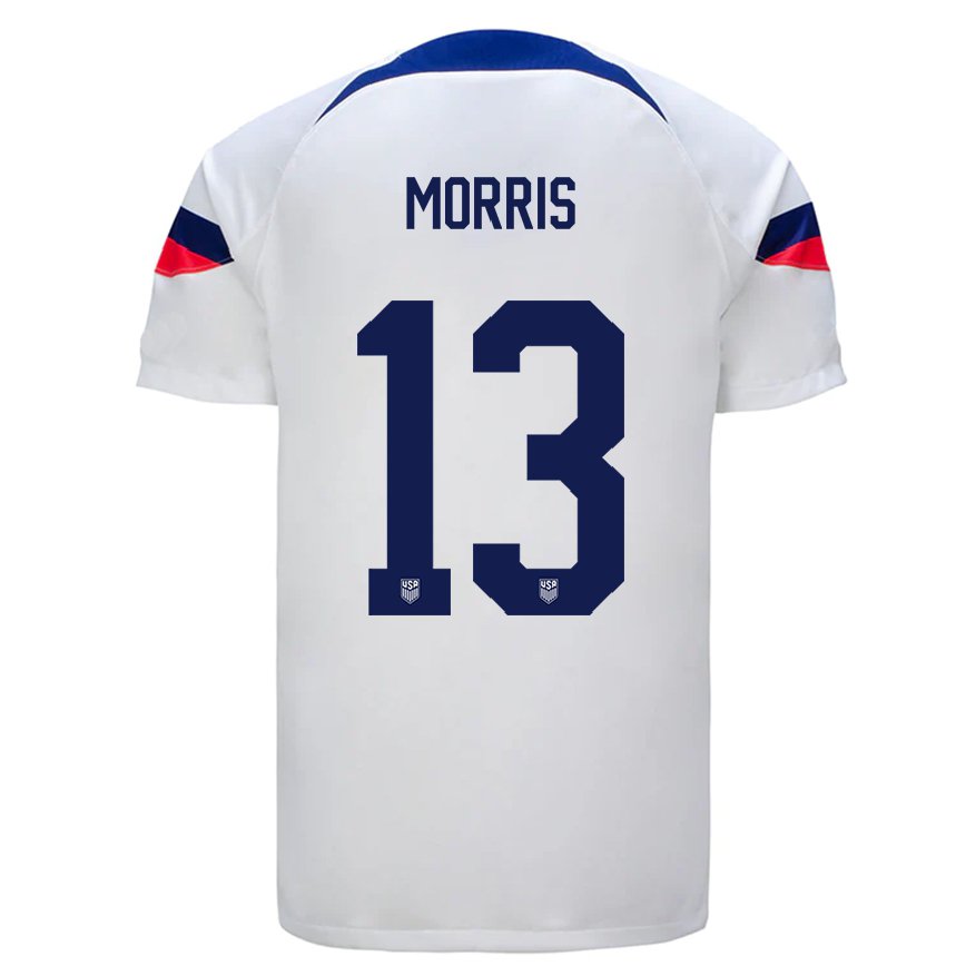 キッズアメリカ合衆国ジョーダン・モリス#13ホワイトホームシャツ22-24ジャージー