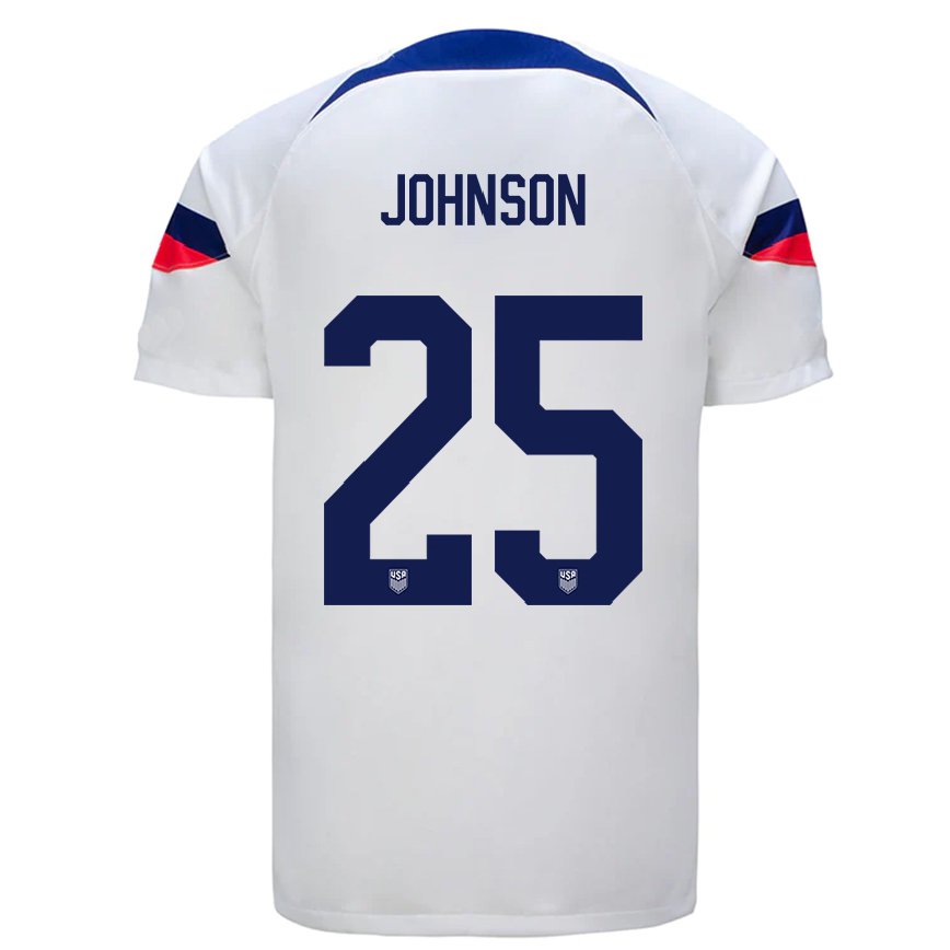 キッズアメリカ合衆国ショーン・ジョンソン#25ホワイトホームシャツ22-24ジャージー