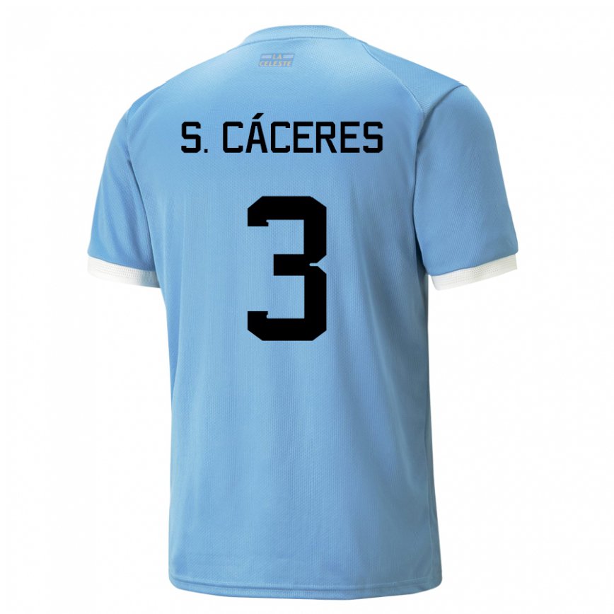 キッズウルグアイセバスティアン・カセレス#3ブルーホームシャツ22-24ジャージー