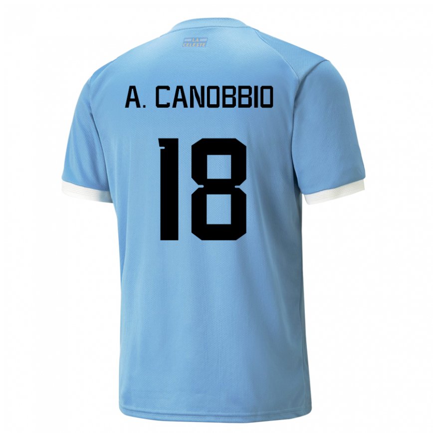 キッズウルグアイアグスティン・カノッビオ#18ブルーホームシャツ22-24ジャージー
