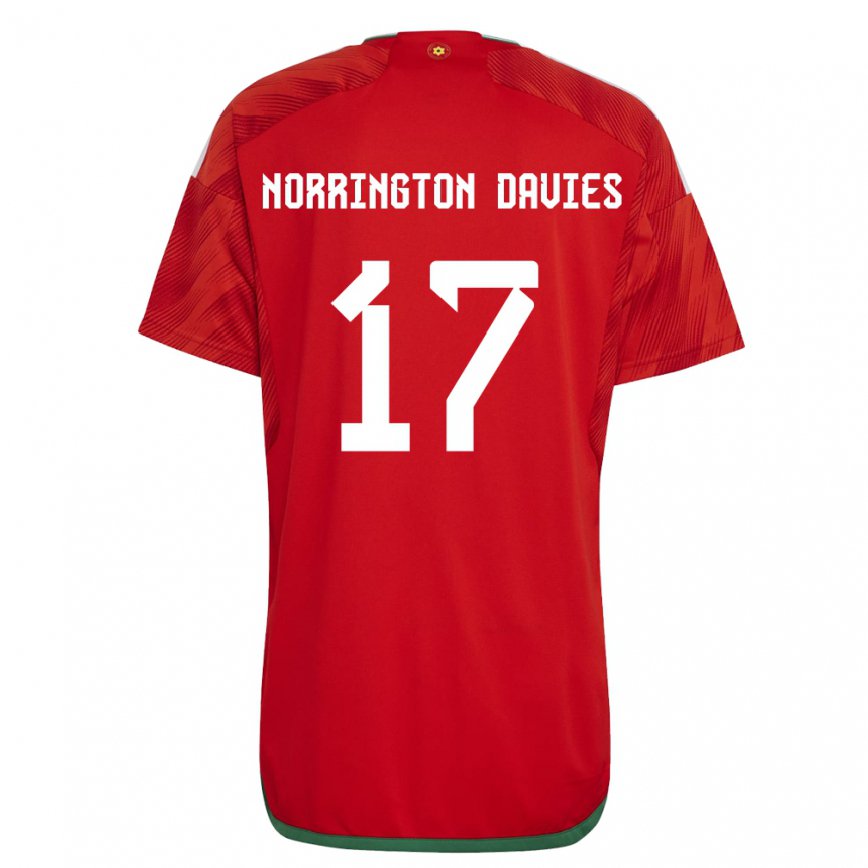 キッズウェールズリース・ノリントン=デイビス#17レッドホームシャツ22-24ジャージー