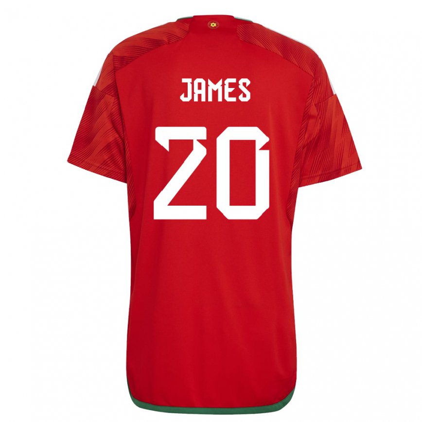 キッズウェールズダニエル・ジェームズ#20レッドホームシャツ22-24ジャージー