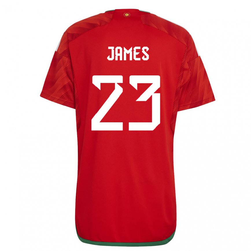 キッズウェールズジョーダン・ジェームズ#23レッドホームシャツ22-24ジャージー
