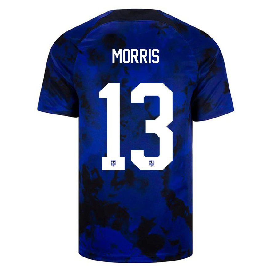 キッズアメリカ合衆国ジョーダン・モリス#13ロイヤルブルーアウェイシャツ22-24ジャージー