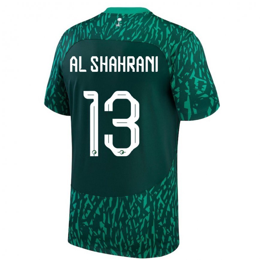 キッズサウジアラビアヤーセル・アッ＝シャハラーニー#13濃い緑色アウェイシャツ22-24ジャージー