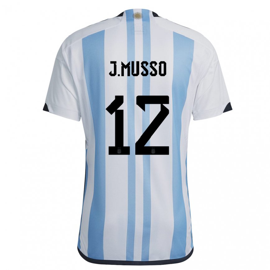 メンズアルゼンチンフアン・ムッソ#12ホワイトスカイブルーホームシャツ22-24ジャージー