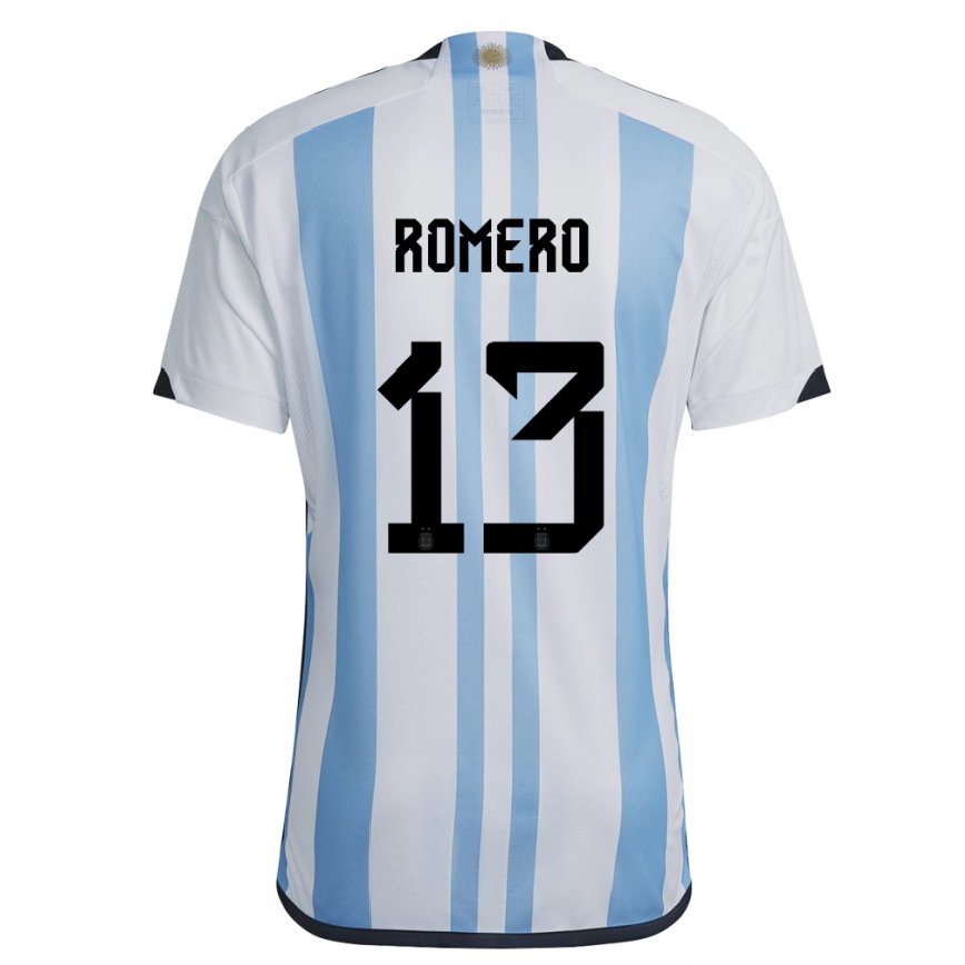 メンズアルゼンチンクリスティアン・ロメロ#13ホワイトスカイブルーホームシャツ22-24ジャージー