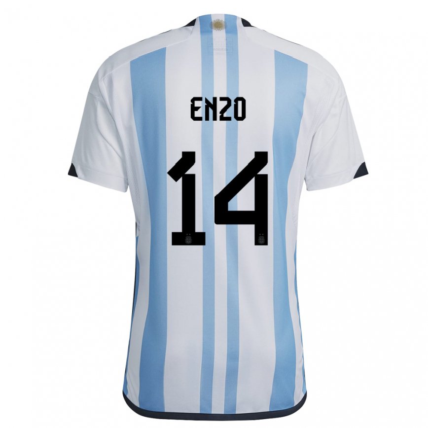 メンズアルゼンチンエンソ・フェルナンデス#14ホワイトスカイブルーホームシャツ22-24ジャージー