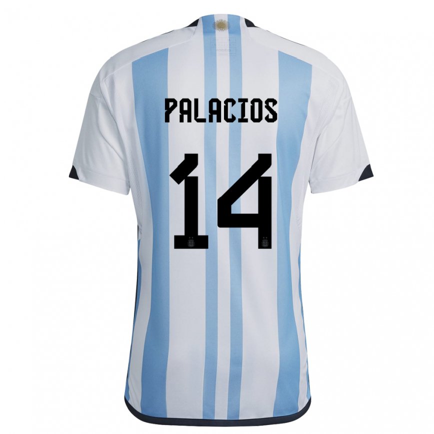 メンズアルゼンチンエセキエル・パラシオス#14ホワイトスカイブルーホームシャツ22-24ジャージー