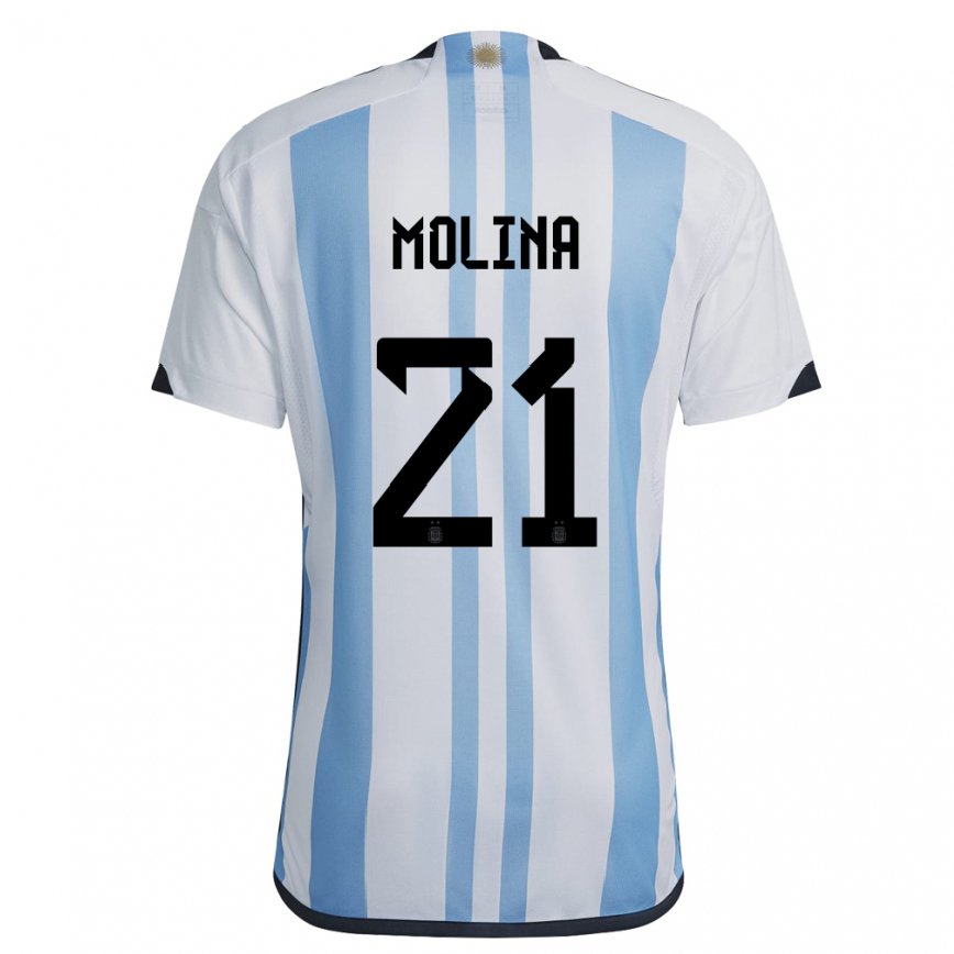 メンズアルゼンチンナウエル・モリーナ#21ホワイトスカイブルーホームシャツ22-24ジャージー