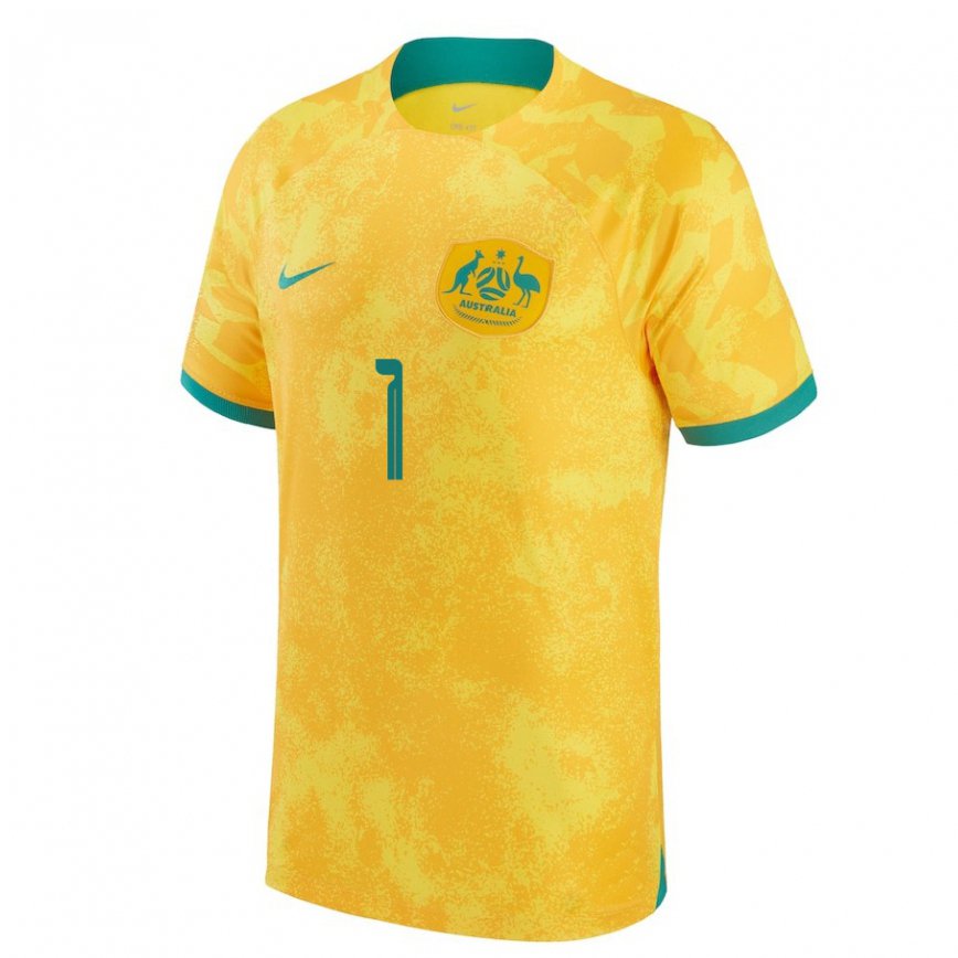 メンズオーストラリアマシュー・ライアン#1ゴールデンホームシャツ22-24ジャージー