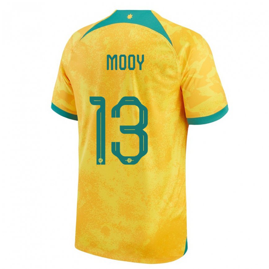 メンズオーストラリアアーロン・ムーイ#13ゴールデンホームシャツ22-24ジャージー