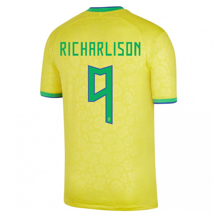 メンズブラジルリシャルリソン・デ・アンドラーデ#9イエローホームシャツ22-24ジャージー