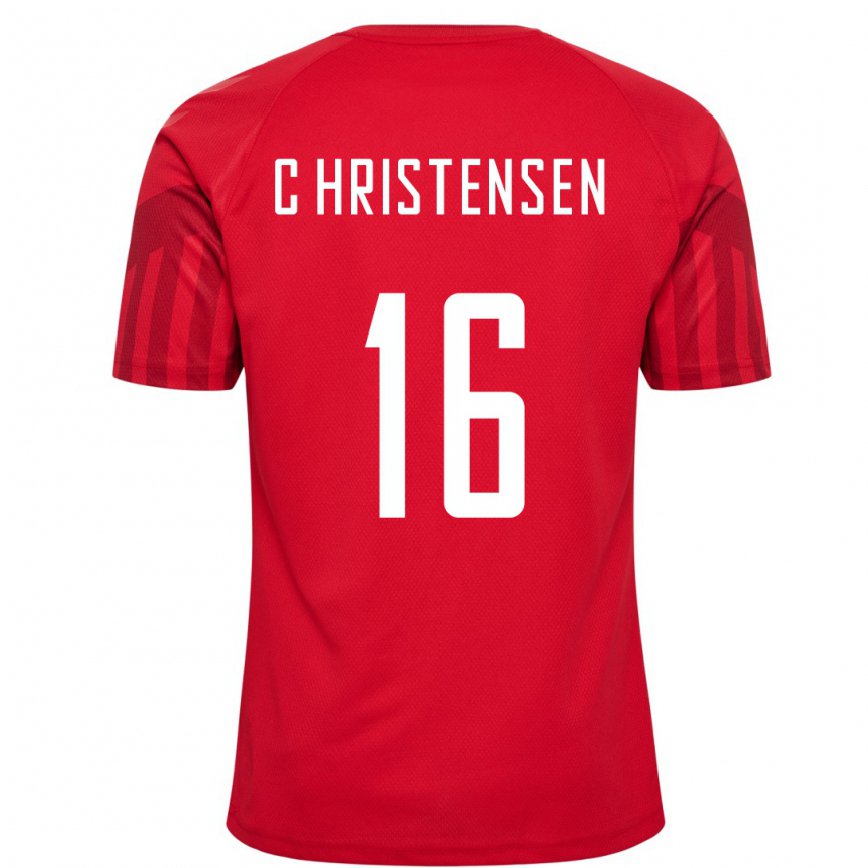 メンズデンマークオリヴァー・クリステンセン#16レッドホームシャツ22-24ジャージー