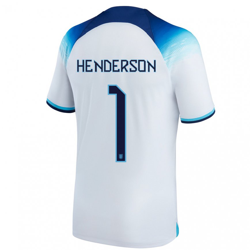 メンズイングランドディーン・ヘンダーソン#1ホワイト ブルーホームシャツ22-24ジャージー