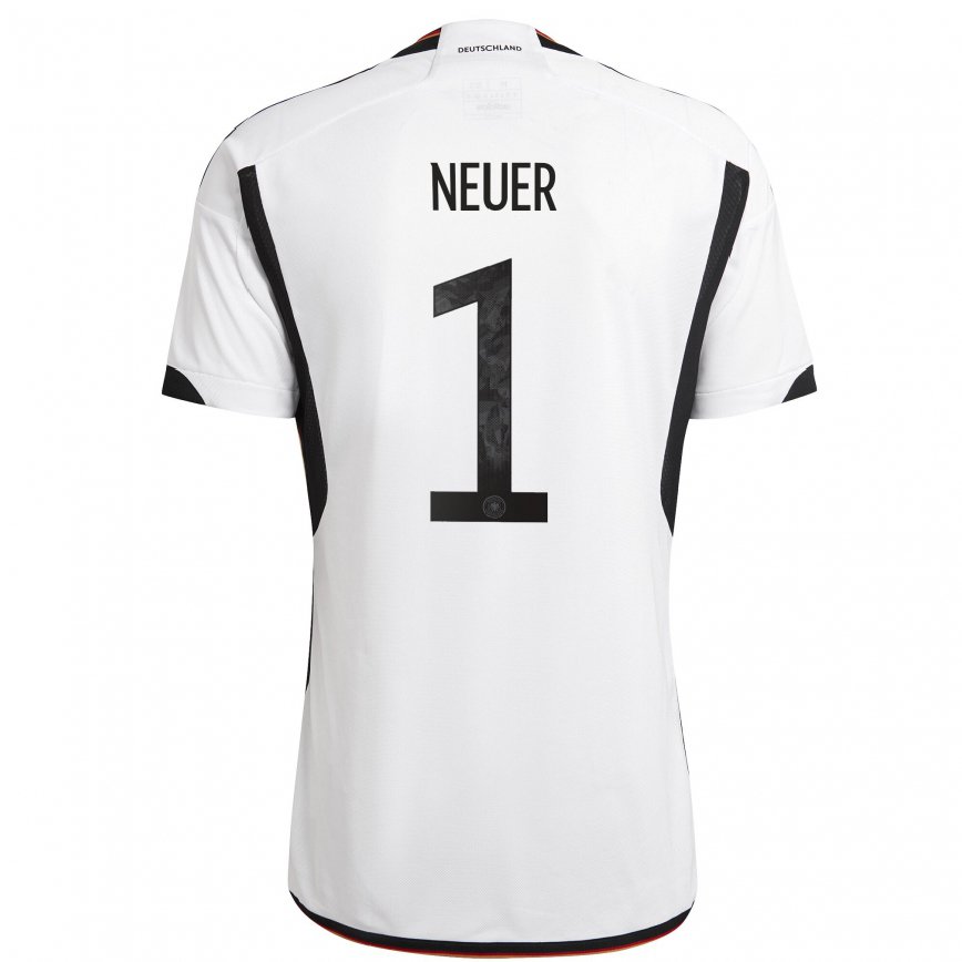 メンズドイツマヌエル・ノイアー#1ホワイト ブラックホームシャツ22-24ジャージー