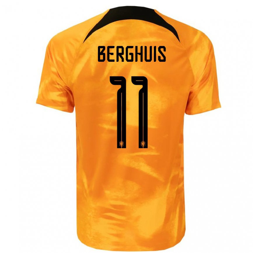 メンズオランダステフェン・ベルハイス#11レーザーオレンジホームシャツ22-24ジャージー