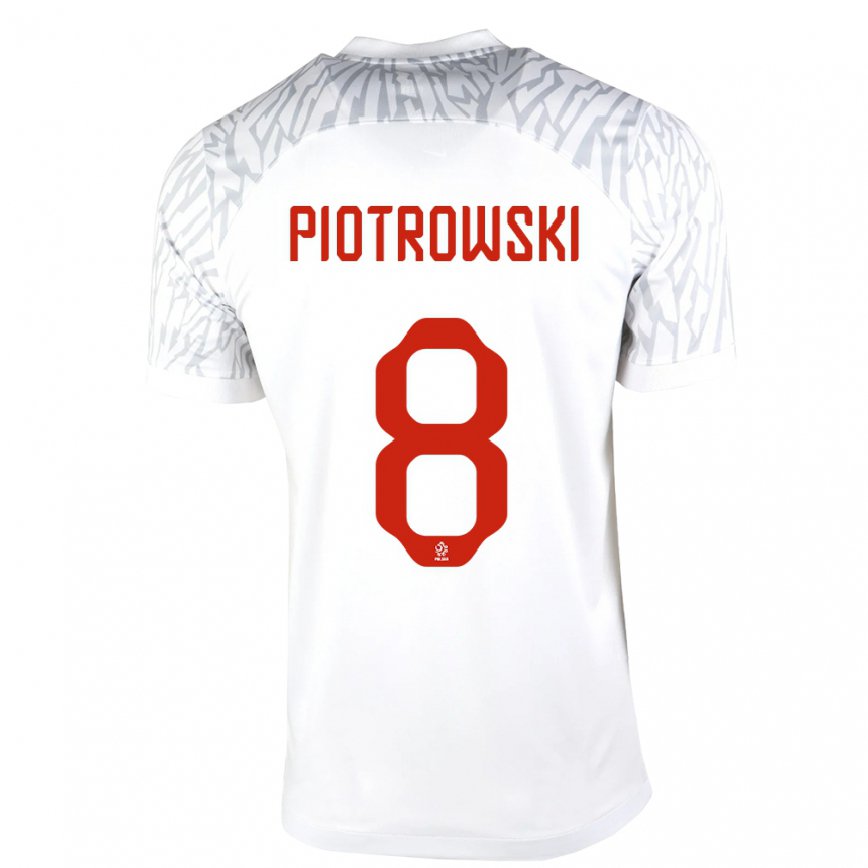 メンズポーランドヤクブ・ピョトロフスキ#8ホワイトホームシャツ22-24ジャージー