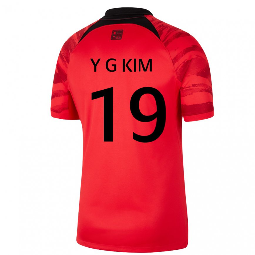メンズ大韓民国キム・ヨングォン#19レッド ブラックホームシャツ22-24ジャージー