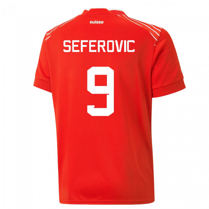 メンズスイスハリス・セフェロヴィッチ#9レッドホームシャツ22-24ジャージー