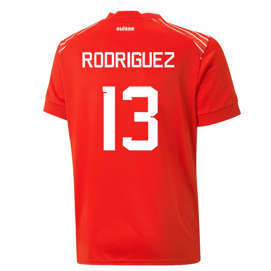 メンズスイスリカルド・イヴァン・ロドリゲス・アラジャ#13レッドホームシャツ22-24ジャージー