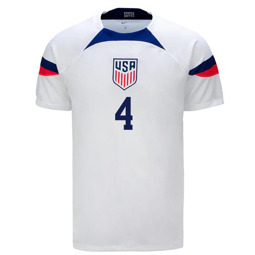 メンズアメリカ合衆国タイラー・アダムス#4ホワイトホームシャツ22-24ジャージー