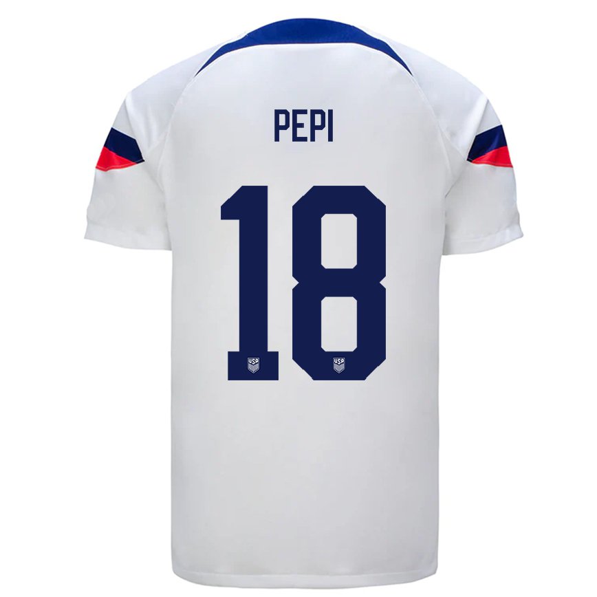 メンズアメリカ合衆国リカルド・ペピ#18ホワイトホームシャツ22-24ジャージー