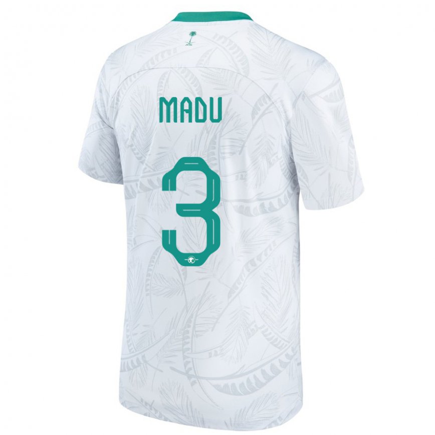 メンズサウジアラビアアブドゥッラー・マドゥ#3ホワイトホームシャツ22-24ジャージー