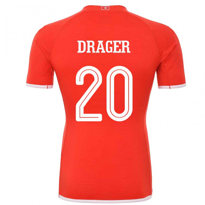 メンズチュニジアモハメド・ドレーガー#20レッドホームシャツ22-24ジャージー