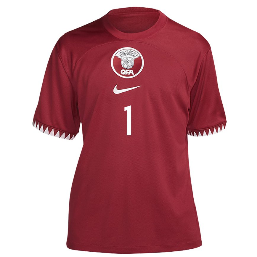 メンズカタールサアド・アッ＝シーブ#1あずき色ホームシャツ22-24ジャージー