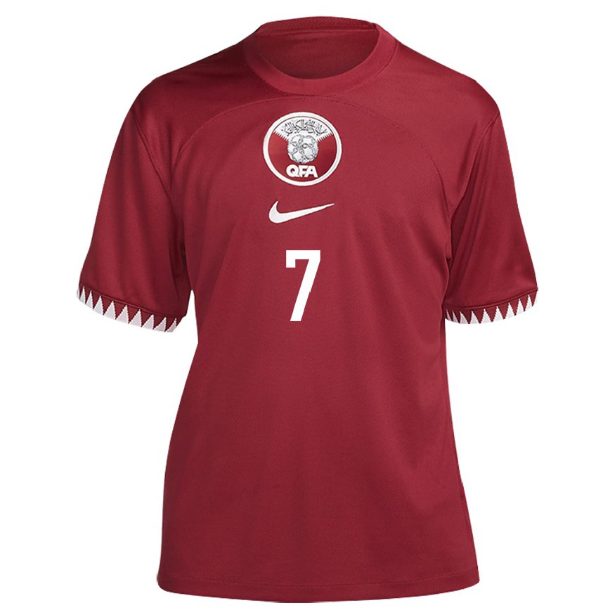 メンズカタールアフマド・アラーッディーン#7あずき色ホームシャツ22-24ジャージー