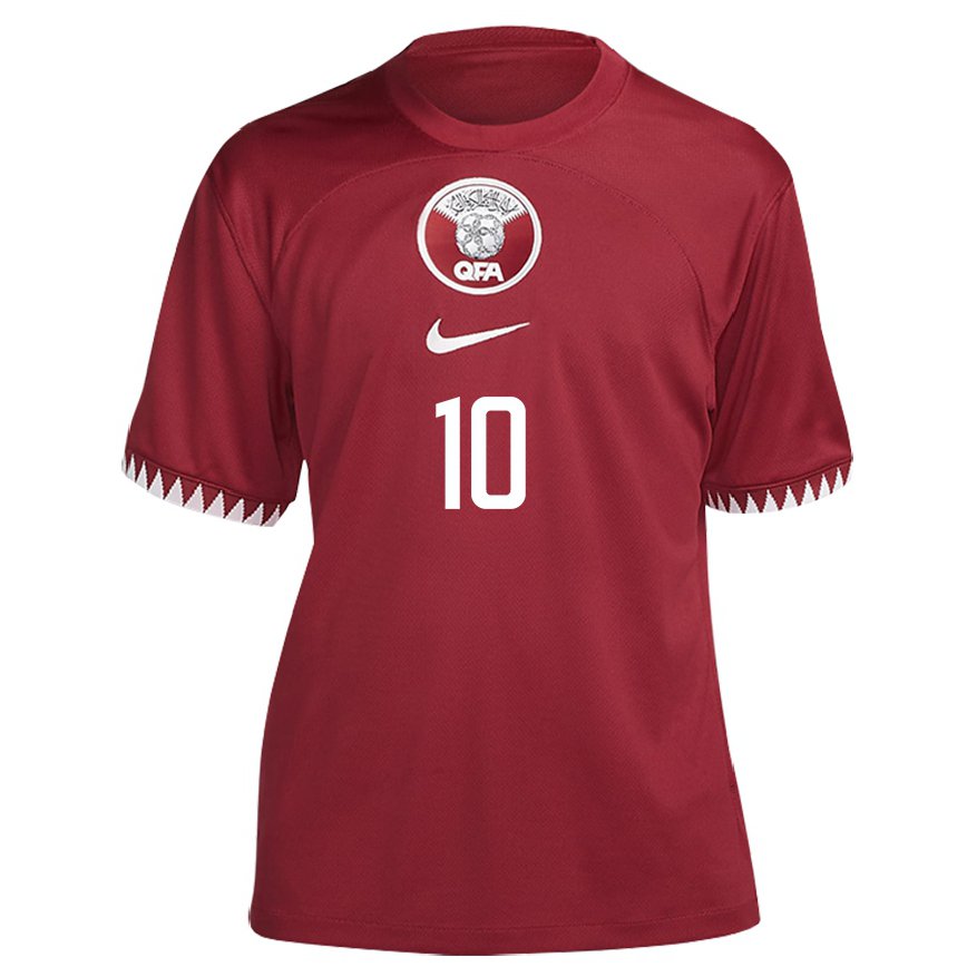 メンズカタールハサン・アル＝ハイドゥース#10あずき色ホームシャツ22-24ジャージー