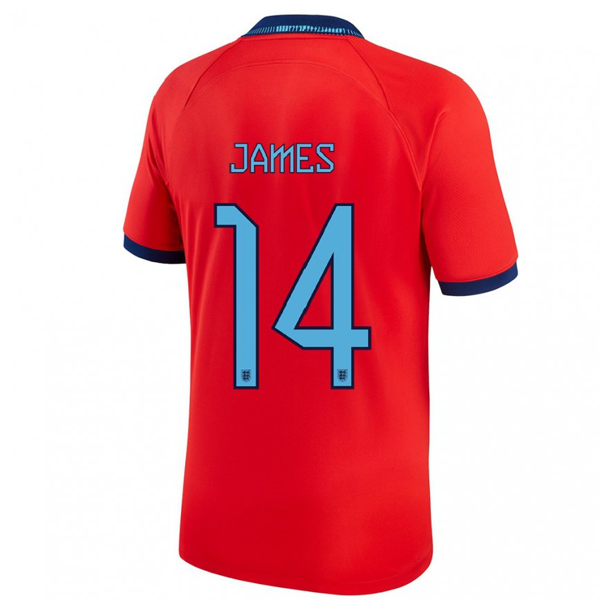 メンズイングランドリース・ジェイムズ#14レッドアウェイシャツ22-24ジャージー
