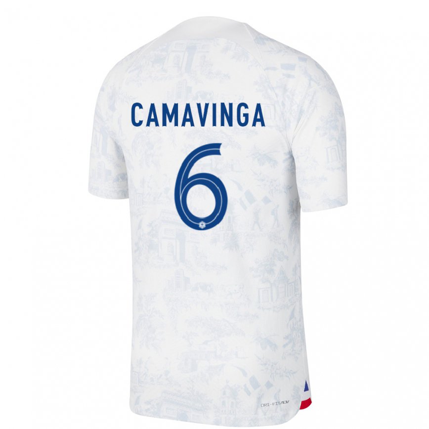 メンズフランスエドゥアルド・カマヴィンガ#6ホワイト ブルーアウェイシャツ22-24ジャージー