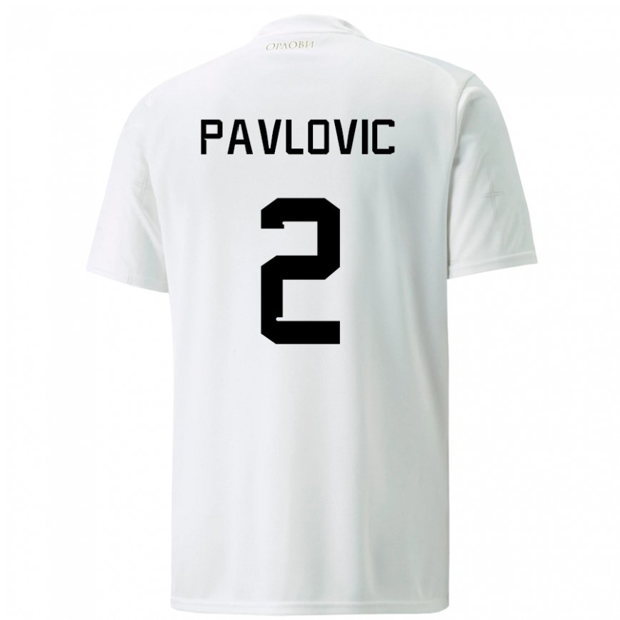 メンズセルビアストラヒニャ・パヴロヴィッチ#2ホワイトアウェイシャツ22-24ジャージー